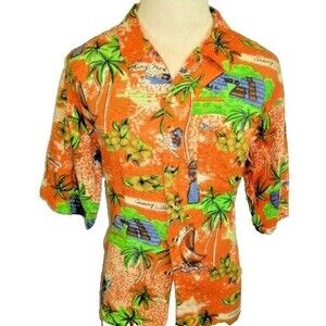 Mens Protest Rayon Multicolor Hawaiian Aloha Island Casual Shirt sz L